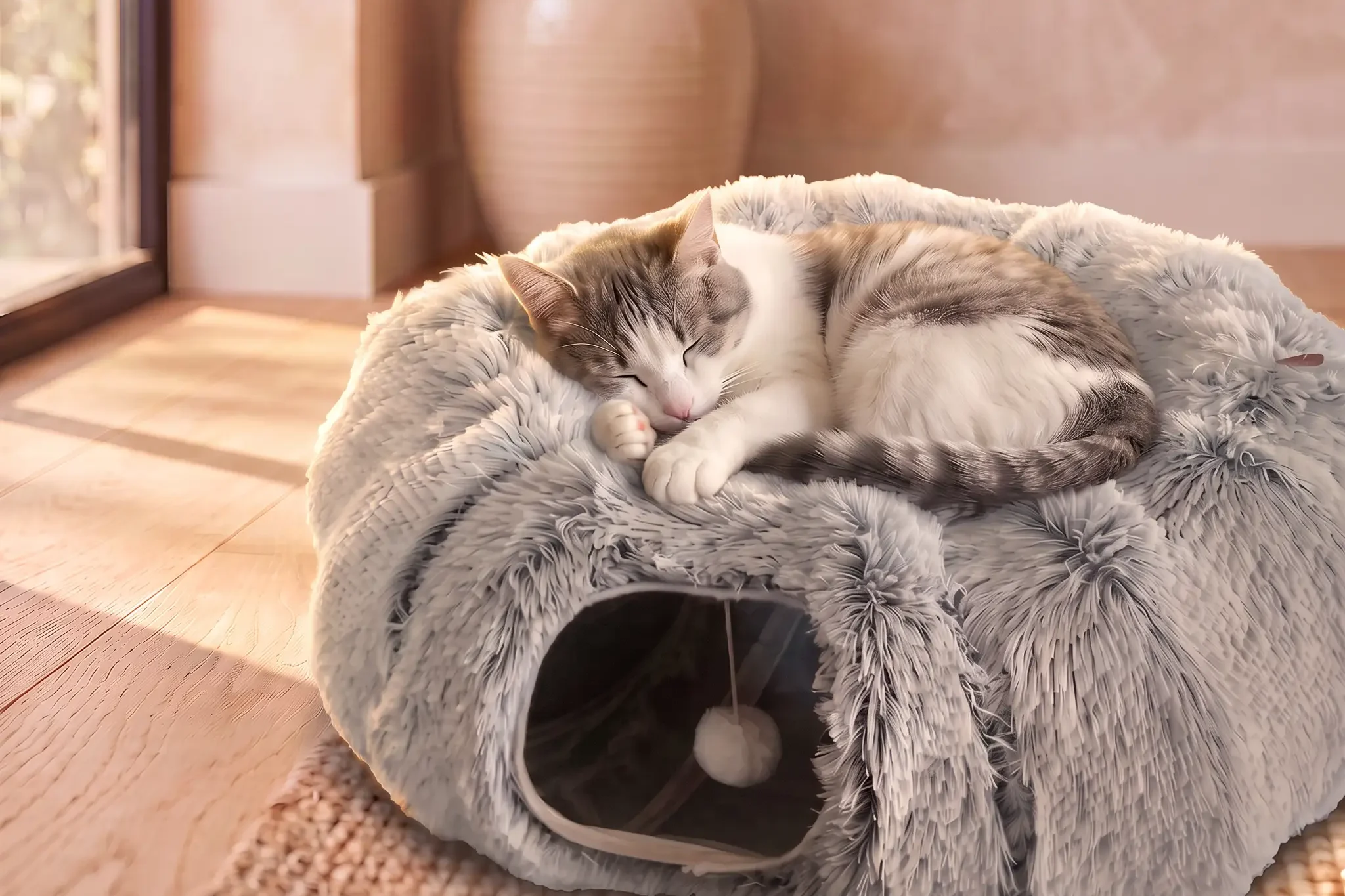 Chat installé dans son tunnel NUNKAI